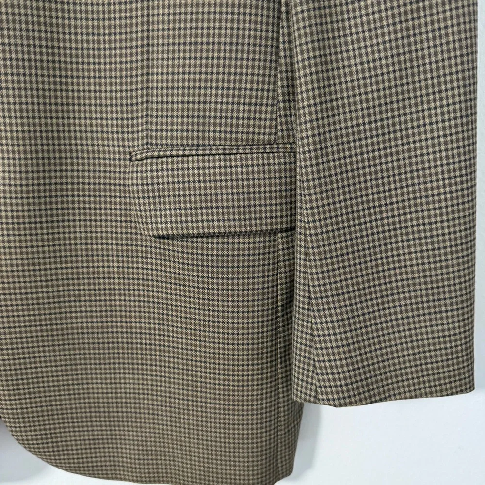 HART SCHAFFNER MARX Brown‎ Tweed Houndstooth Wool Sports Coat Jacket Blazer 40R